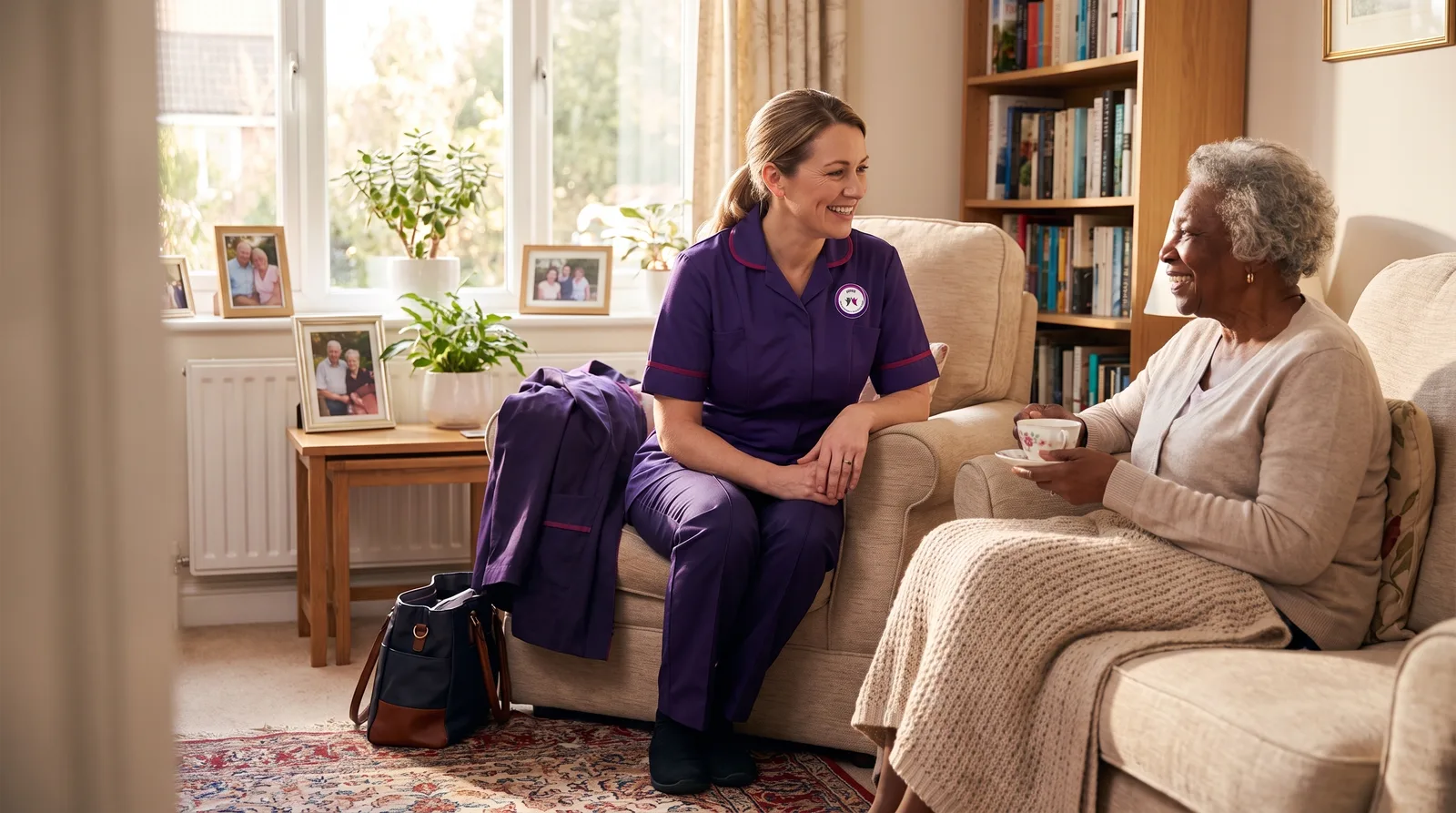 Murray Healthcare live in carer spending the afternoon with an older woman at home in Leicester