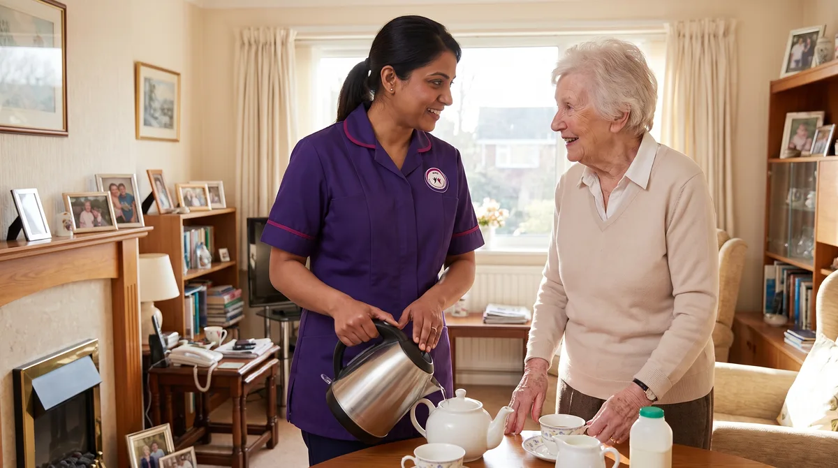 Murray Healthcare carer supporting a client at home in Leicester