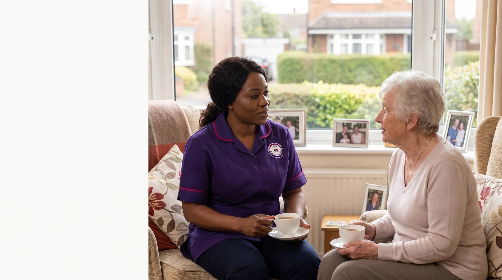 Murray Healthcare carer visiting a client at home in Oadby