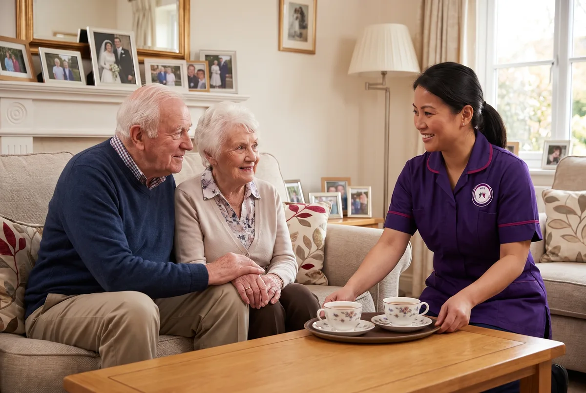 Murray Healthcare live in carer supporting an older couple together at home in Leicester