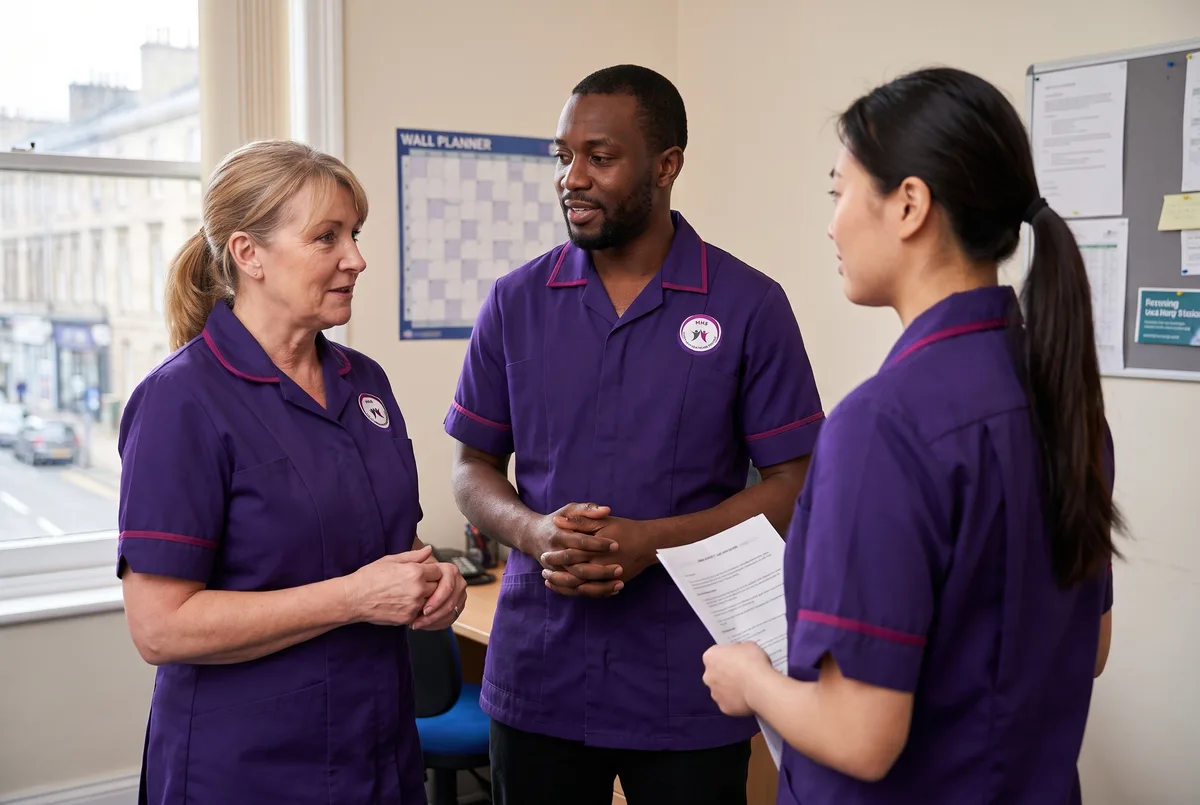 Care staff in Murray Healthcare uniform at work in Leicester