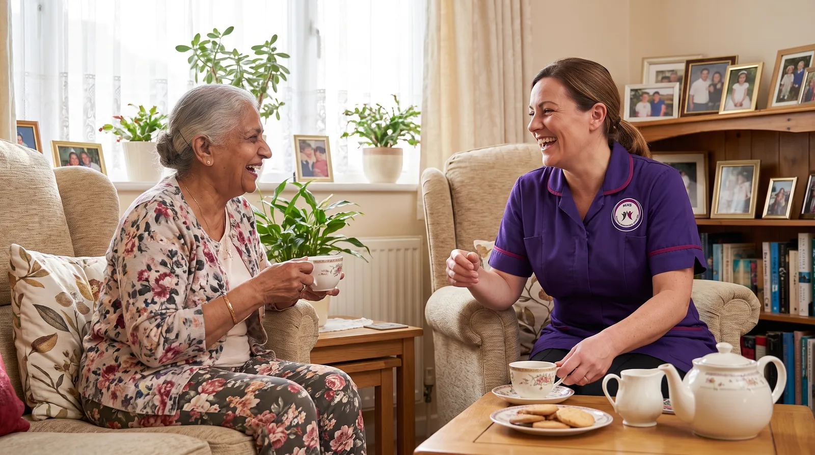 Murray Healthcare carer with a client at home in Leicester